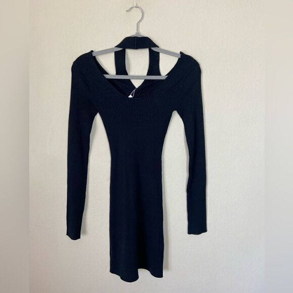 NWT Simkhai Alejandra Knit Mini Black Sweater Dress Twisted Cable Fitted Size XS - Picture 11 of 14